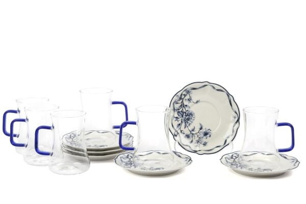 LUNA BLUE 6 KİŞİLİK 12 PARÇA ÇAY BARDAK TAKIMI