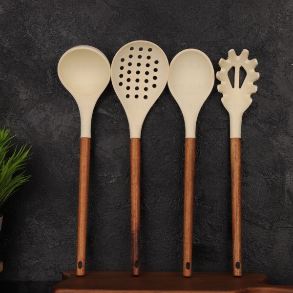 4 PARÇA AKASYA SAPLI KREM SİLİKON SET NO2