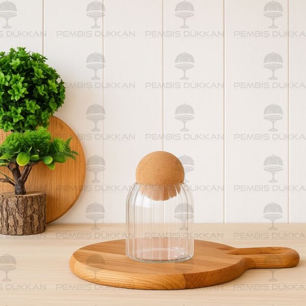 500ML MANTAR TOP KAPAKLI, ÇİZGİLİ KAVANOZ (SMB)