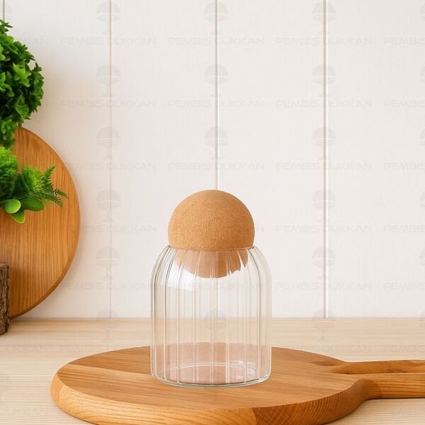 500ML MANTAR TOP KAPAKLI, ÇİZGİLİ KAVANOZ (SMB)