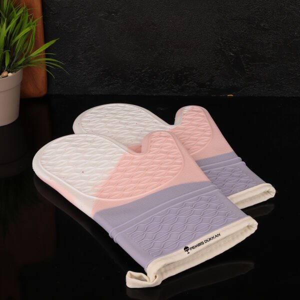 PEMBE & LİLA ULTRA SİLİKON FIRIN ELDİVENİ (TH76800)