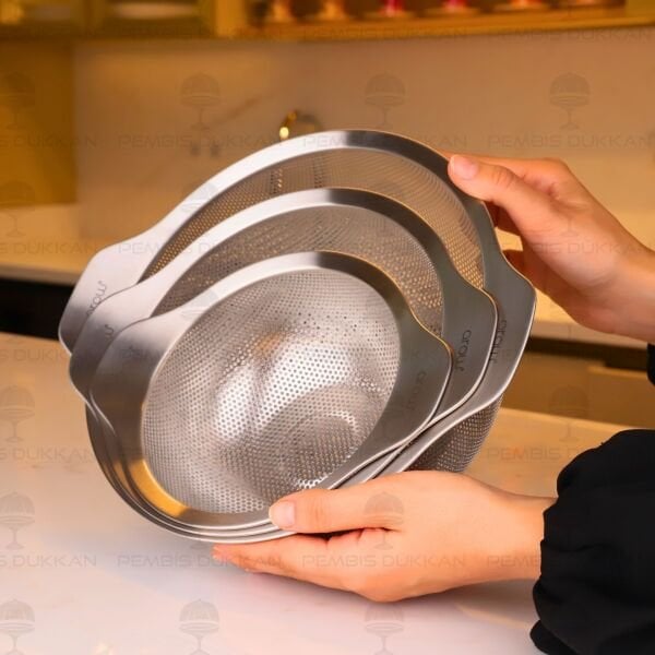 16-20-24CM SIEVE 3LÜ 18/10 PASLANMAZ ÇELİK SÜZGEÇ SET