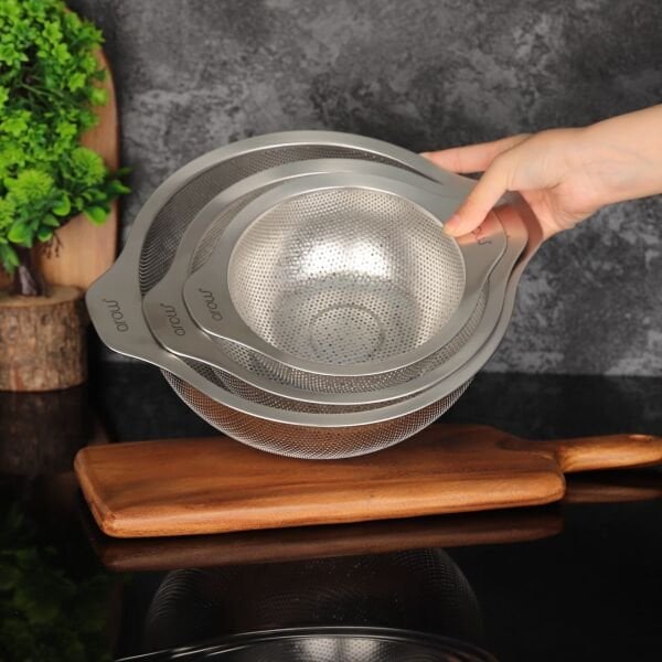 16-20-24CM SIEVE 3LÜ 18/10 PASLANMAZ ÇELİK SÜZGEÇ SET