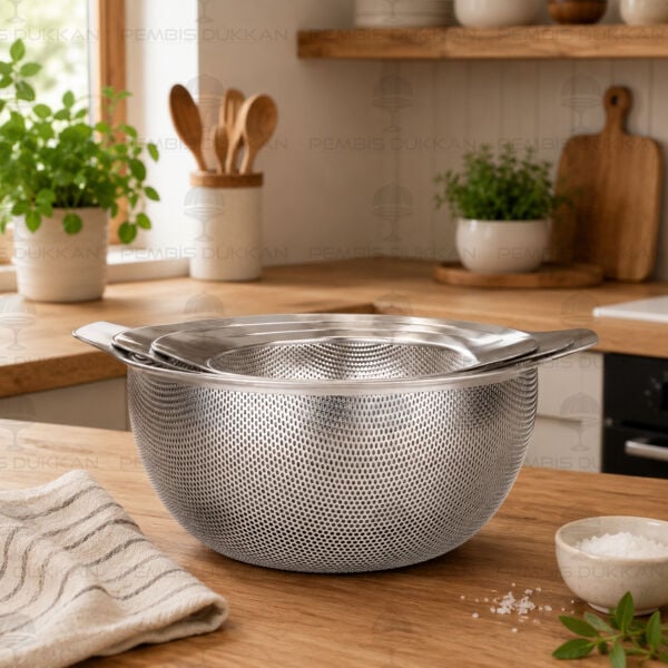 18-22-26 cm Sieve 3lü 18/10 Paslanmaz Çelik Süzgeç Set