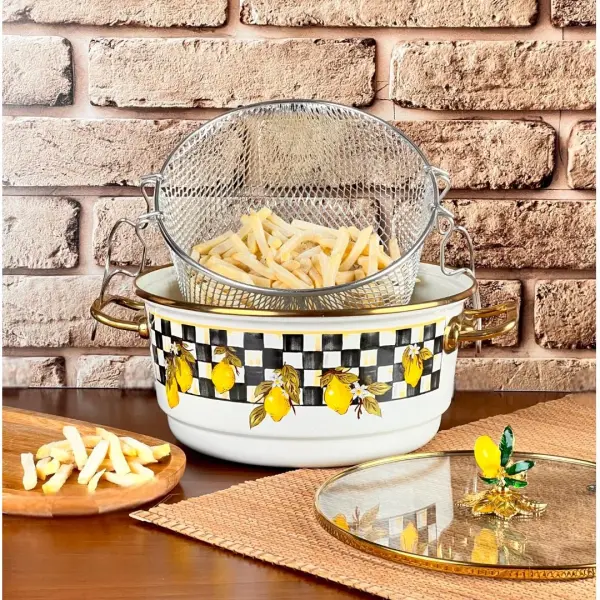 LİNDA EMAYE 22CM EMAYE KIZARTMA TENCERESİ