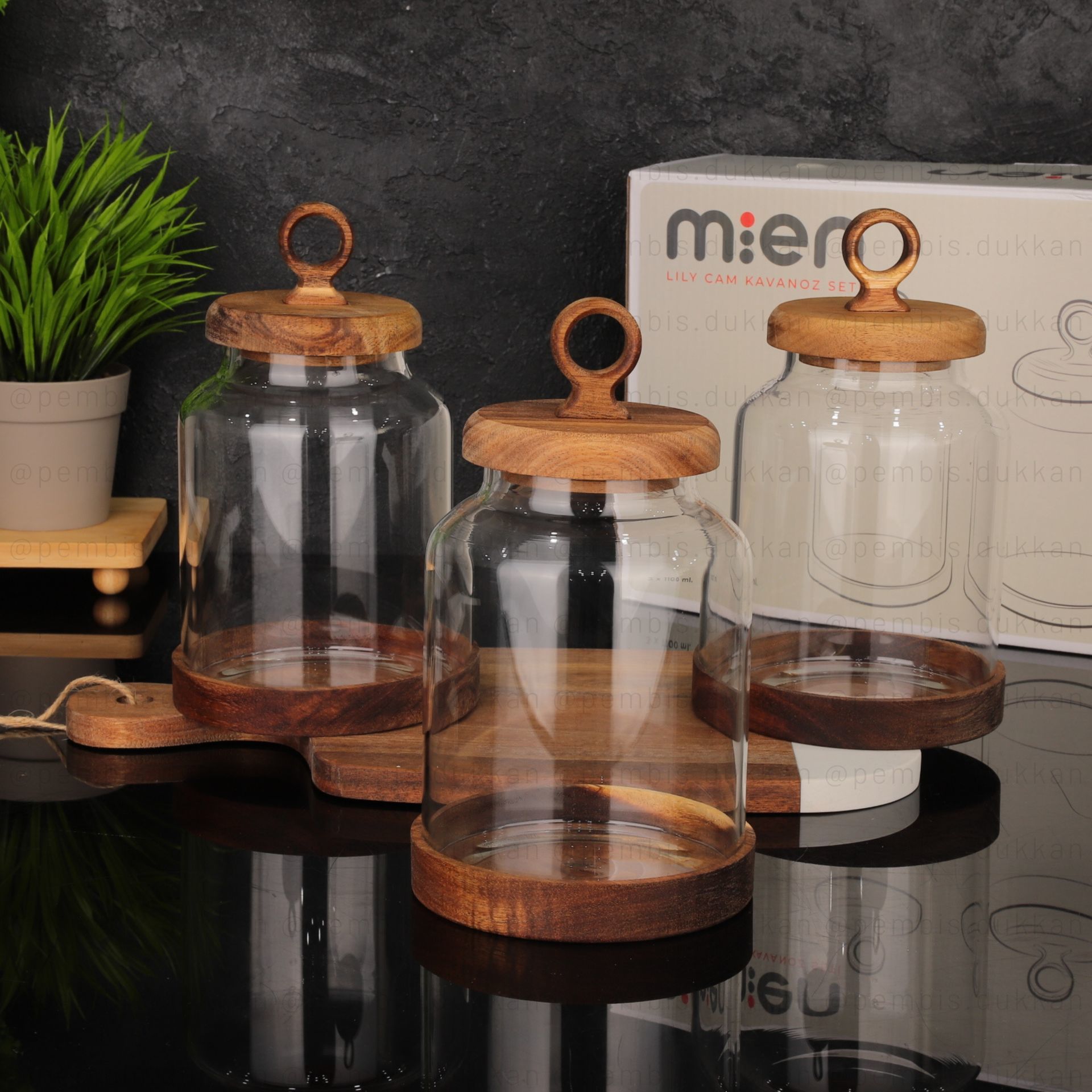 MN 3LÜ AKASYA LILY KAVANOZ SET (BOR-011)
