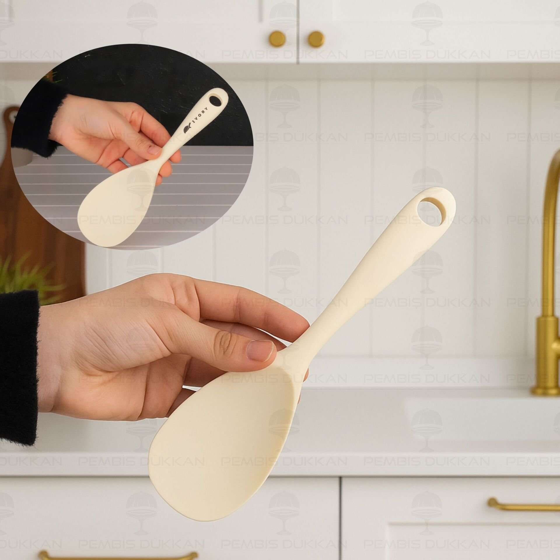 KREM SİLİKON PİLAV KAŞIĞI İVY (SL151)