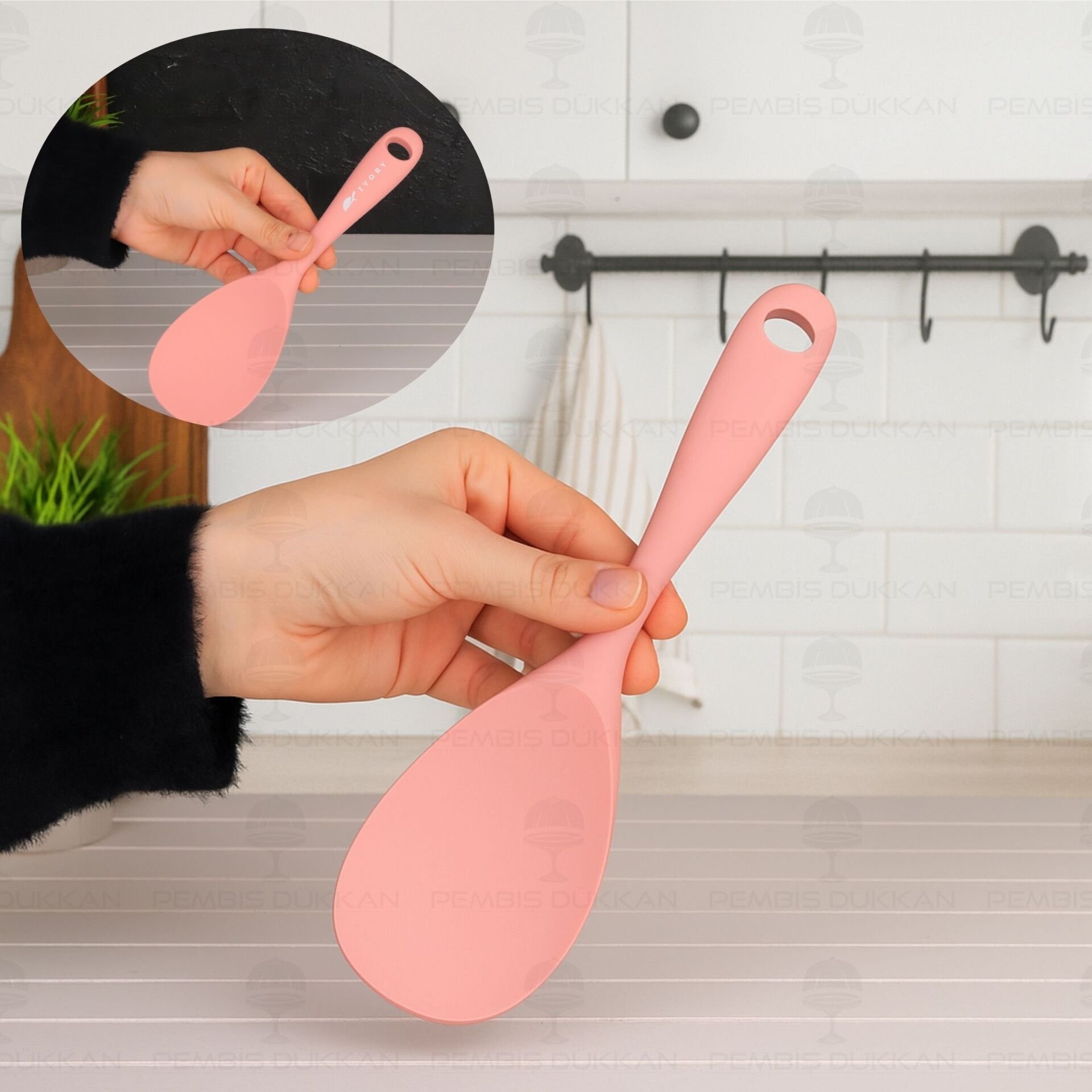 İVY SİLİKON PİLAV KAŞIĞI TOZ PEMBE (SL151)