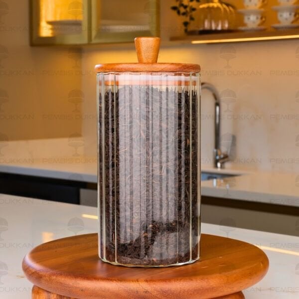 VERONA 1160ML AKASYA KAPAKLI ÇİZGİLİ KAVANOZ (BOR 0116)