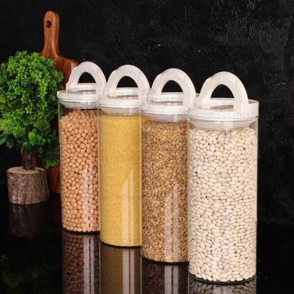 4LÜ BEYAZ TESORA, 2100ML ERZAK KAVANOZ SETİ