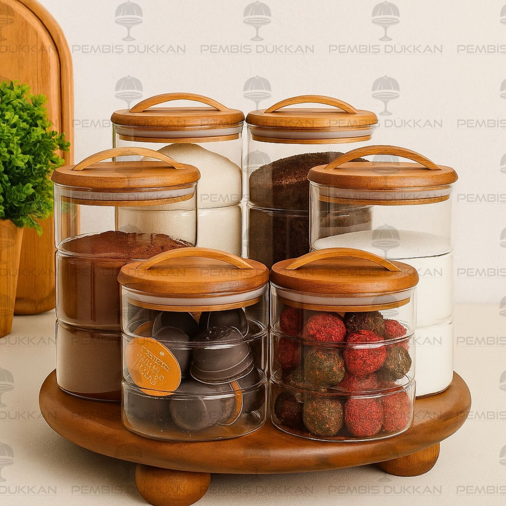 6LI LUVA TEZGAH ÜSTÜ KAVANOZ KOMBİN SET (AKS142)