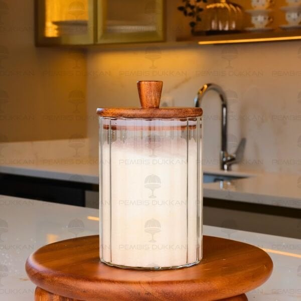 VERONA 860ML AKASYA KAPAKLI ÇİZGİLİ KAVANOZ (BOR 0115)