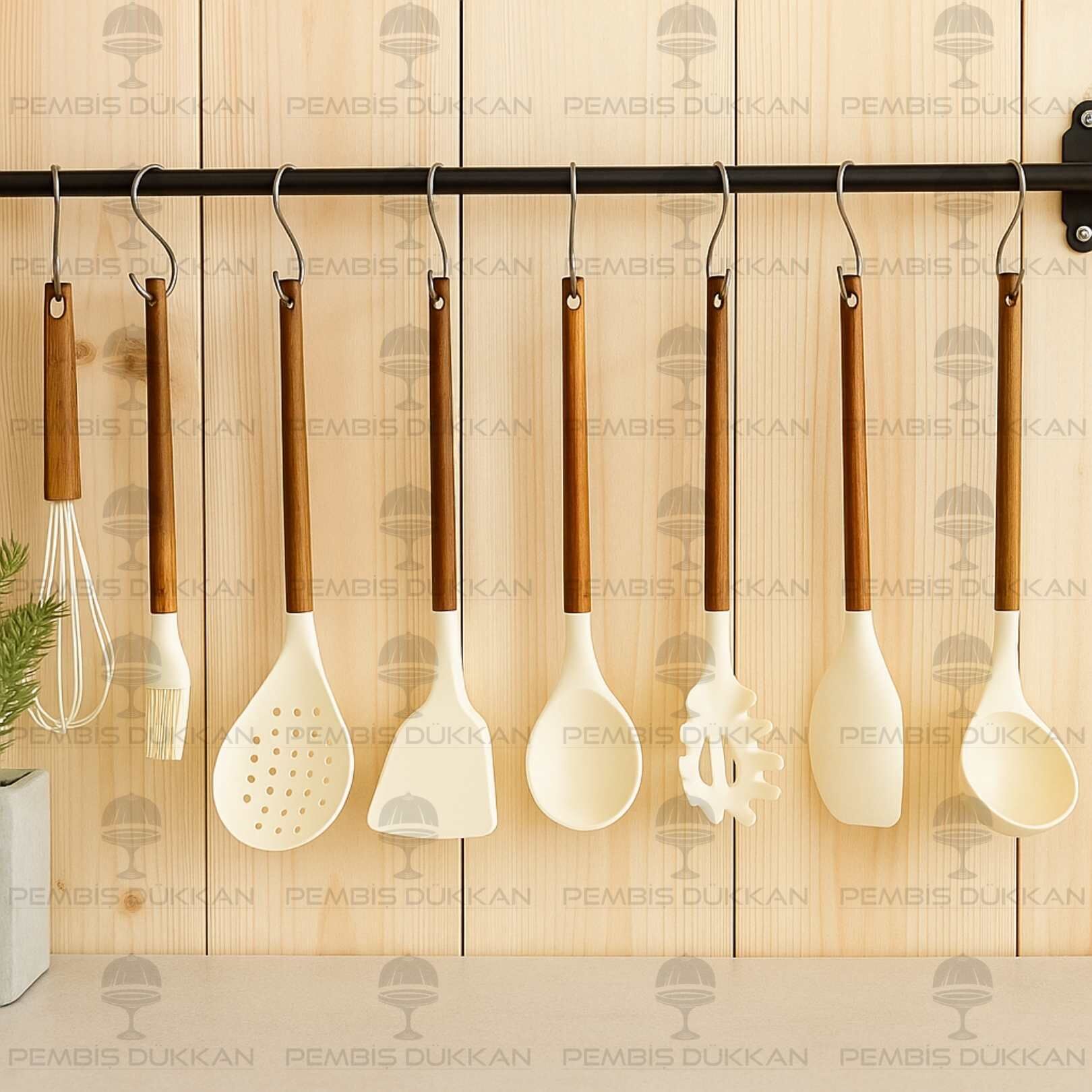 8 PARÇA AKASYA SAPLI KREM SİLİKON SET