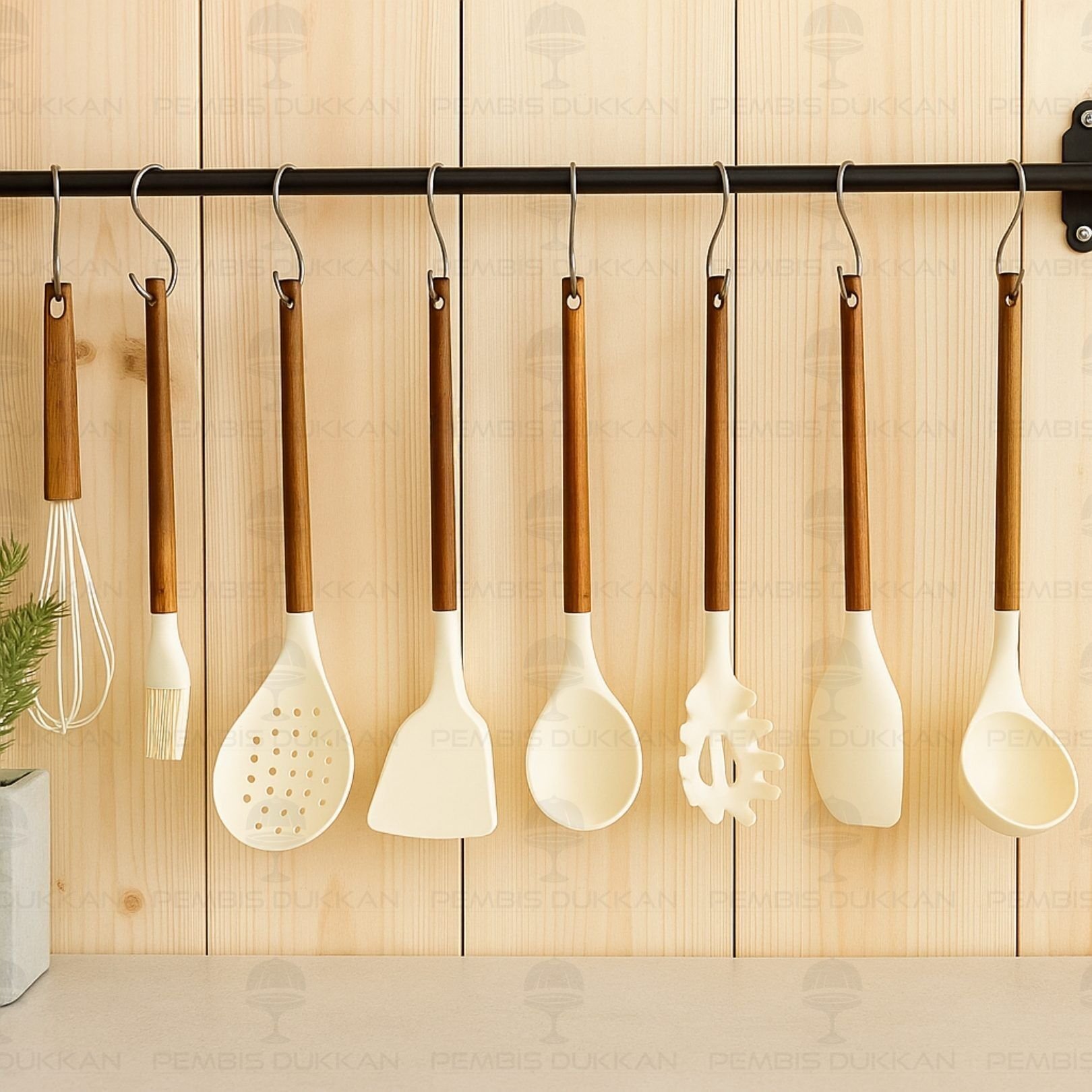 8Lİ AKASYA SAPLI KREM SİLİKON SET