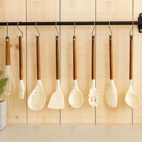 8Lİ AKASYA SAPLI KREM SİLİKON SET