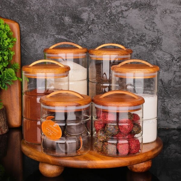 6LI LUVA TEZGAH ÜSTÜ KAVANOZ KOMBİN SET (AKS142)