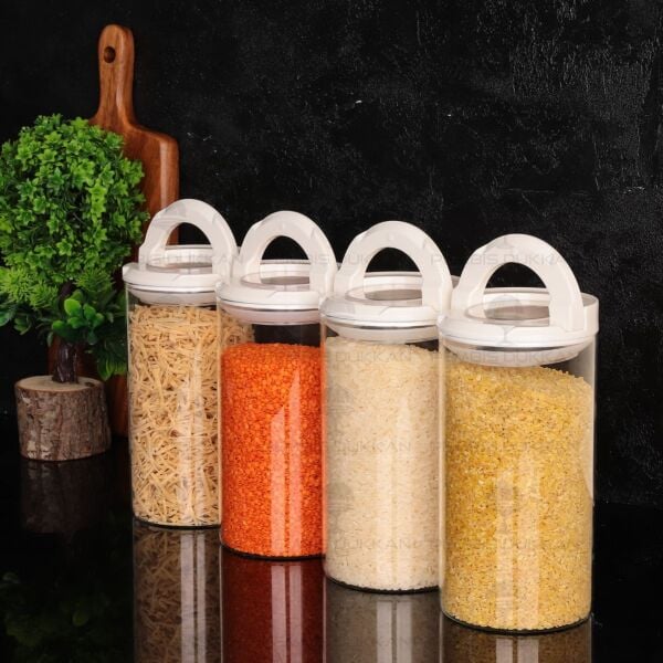 4LÜ BEYAZ TESORA 1650ML ERZAK KAVANOZ SETİ