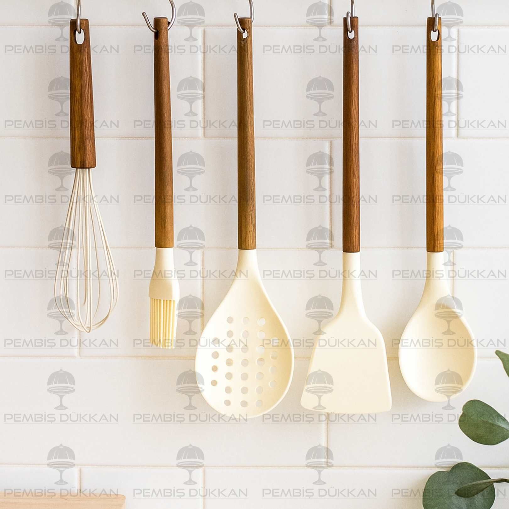 5 PARÇA AKASYA SAPLI KREM SİLİKON SET NO1