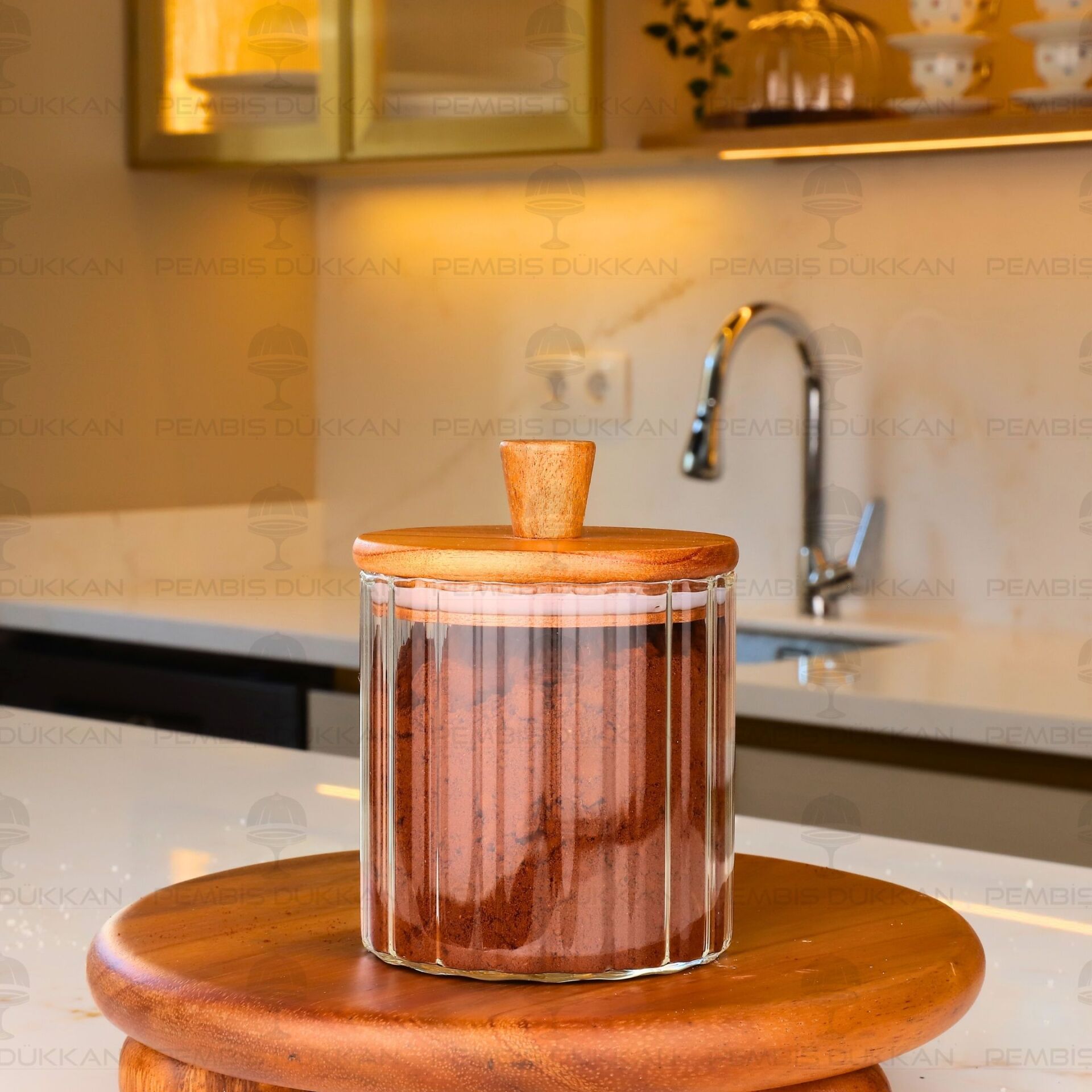 VERONA 600ML AKASYA KAPAKLI ÇİZGİLİ KAVANOZ (BOR 0114)