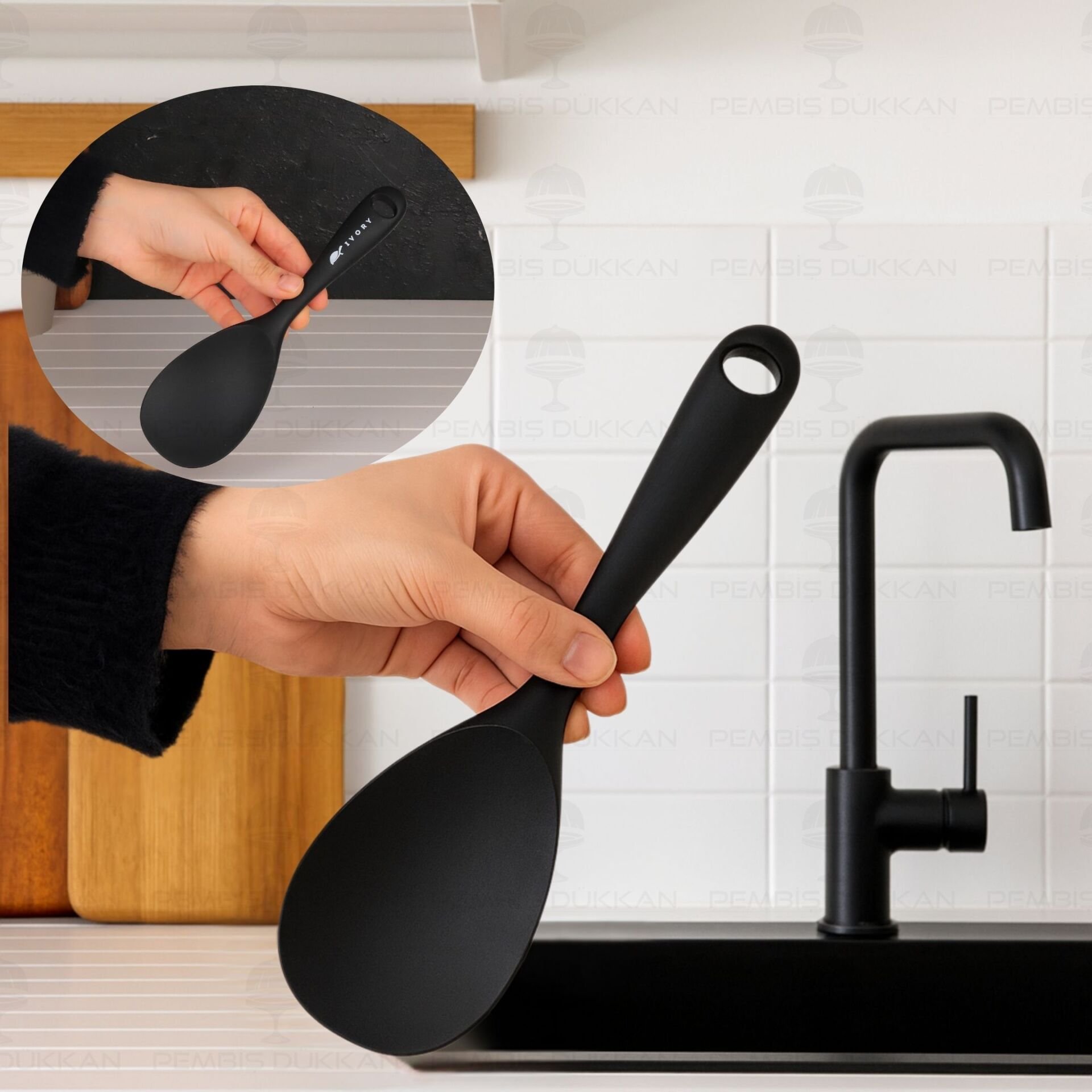 İVY SİLİKON PİLAV KAŞIĞI SİYAH (SL151)