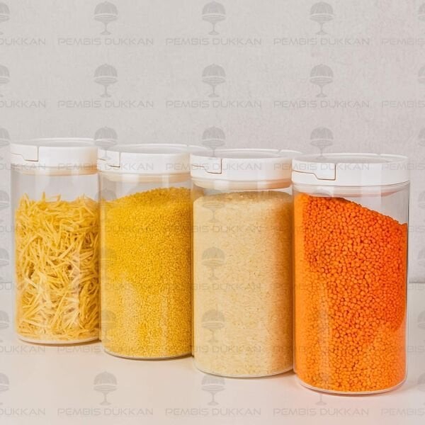 4LÜ BEYAZ TESORA 1650ML ERZAK KAVANOZ SETİ