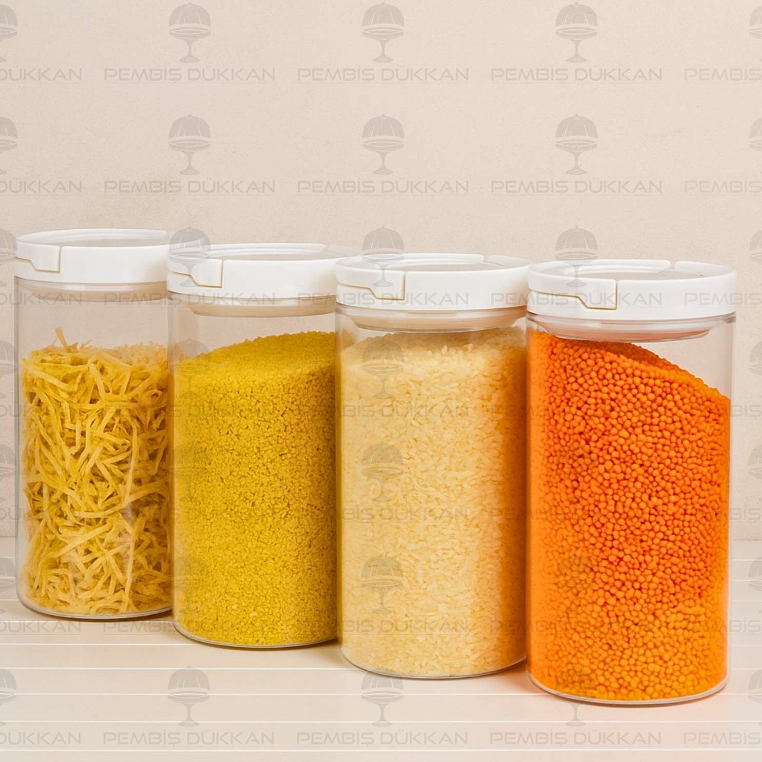 4LÜ BEYAZ TESORA 1650ML ERZAK KAVANOZ SETİ