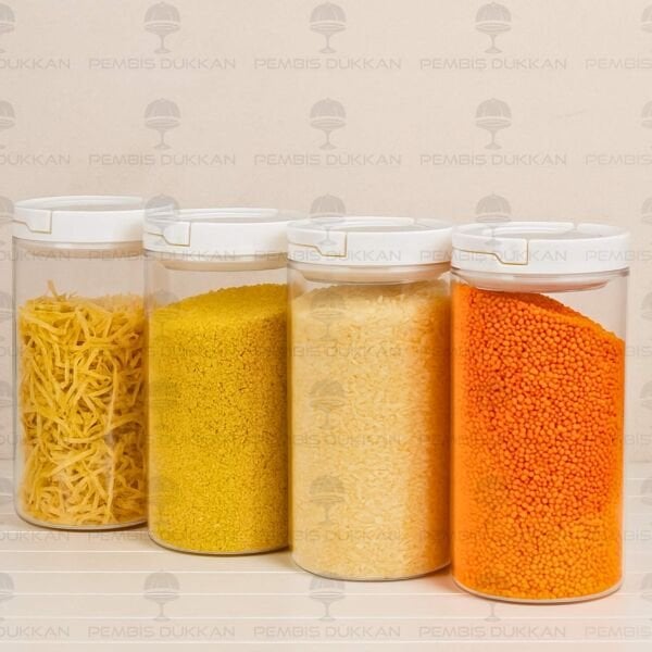 4LÜ BEYAZ TESORA 1650ML ERZAK KAVANOZ SETİ