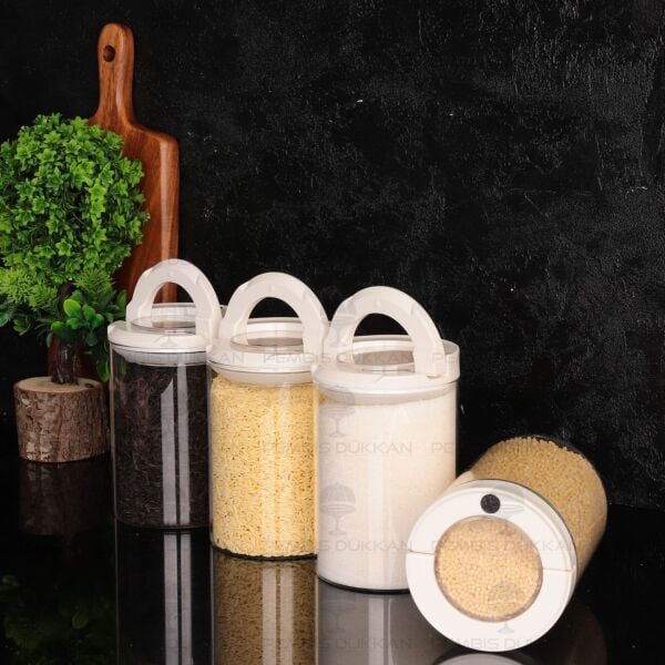 4LÜ BEYAZ TESORA, 1300ML ERZAK KAVANOZ SETİ