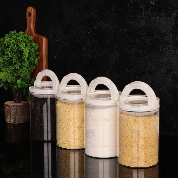 4LÜ BEYAZ TESORA, 1300ML ERZAK KAVANOZ SETİ