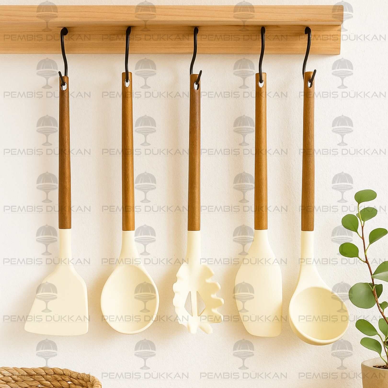 5 PARÇA AKASYA SAPLI KREM SİLİKON SET NO2