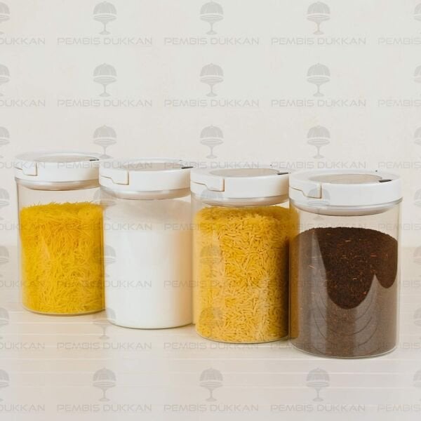 4LÜ BEYAZ TESORA, 1300ML ERZAK KAVANOZ SETİ