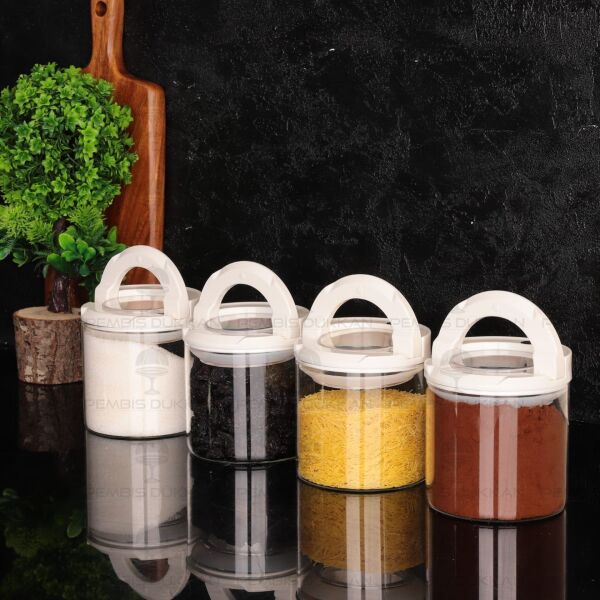 4LÜ BEYAZ TESORA, 850ML ERZAK KAVANOZ SETİ