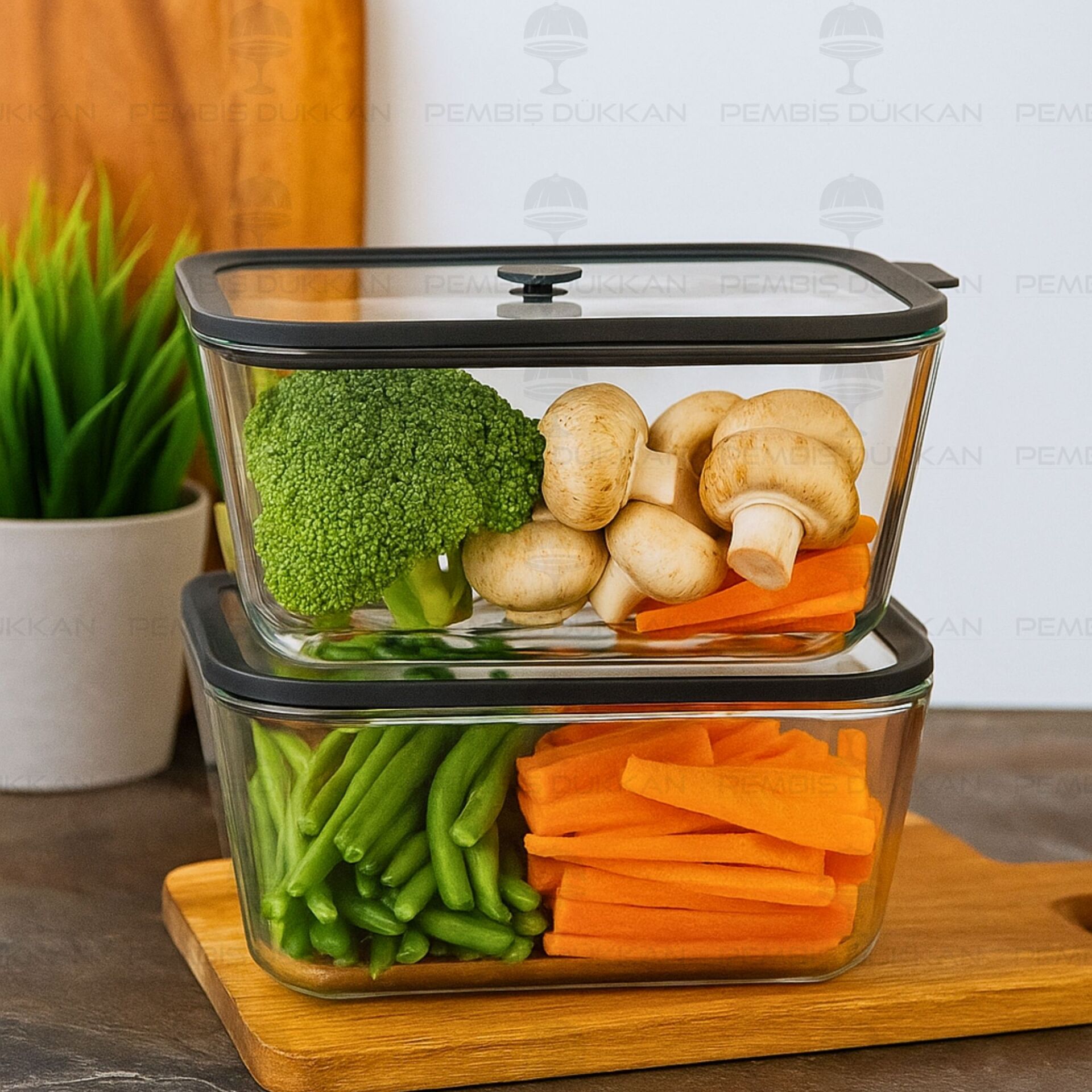 2Lİ SİYAH 2620ML SİLİKON VAKUMLU, CAM SAKLAMA KABI (3H04)