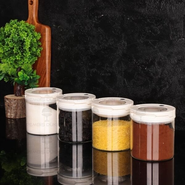 4LÜ BEYAZ TESORA, 850ML ERZAK KAVANOZ SETİ