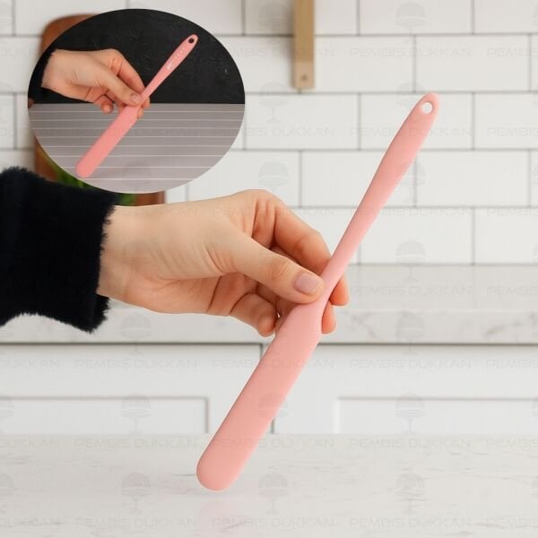 PEMBE KÜÇÜK SİLİKON KREMA SPATULASI İVY (SL106)