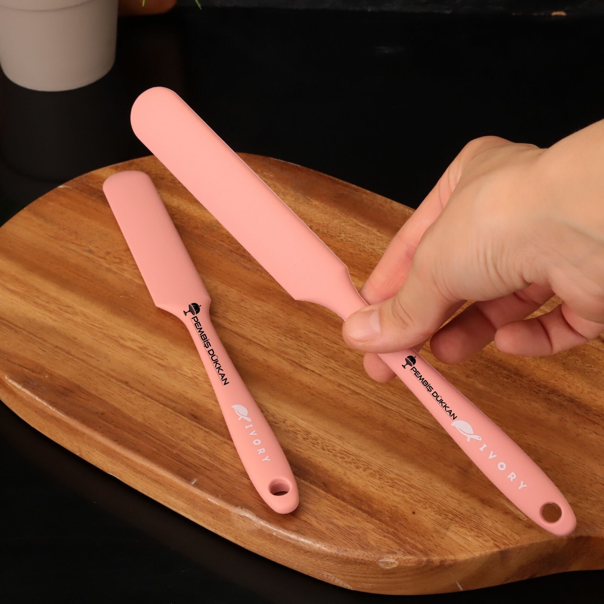 1 ADET İVY SİLİKON KÜÇÜK KREMA SPATULASI TOZ PEMBE (SL106)