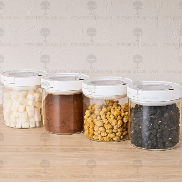 4LÜ BEYAZ TESORA, 850ML ERZAK KAVANOZ SETİ