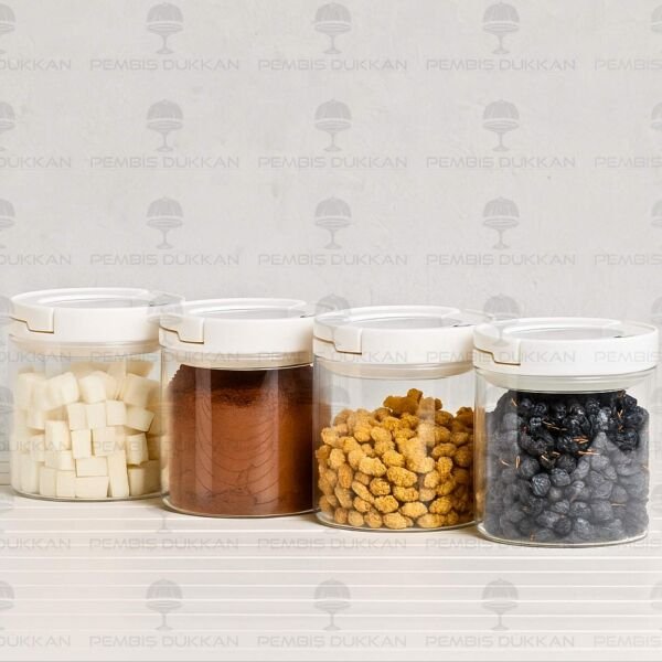 4LÜ BEYAZ TESORA, 850ML ERZAK KAVANOZ SETİ