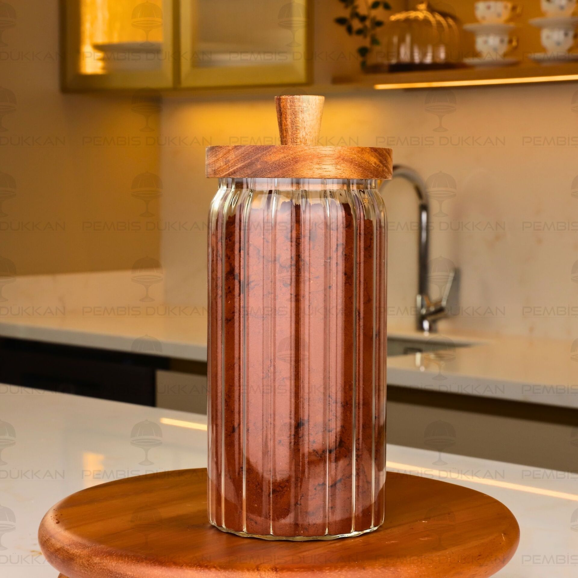 VALORE 950ML AKASYA KAPAKLI ÇİZGİLİ KAVANOZ (BOR 0122)