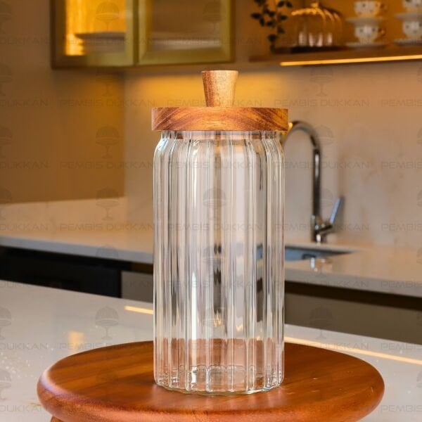 VALORE 950ML AKASYA KAPAKLI ÇİZGİLİ KAVANOZ (BOR 0122)