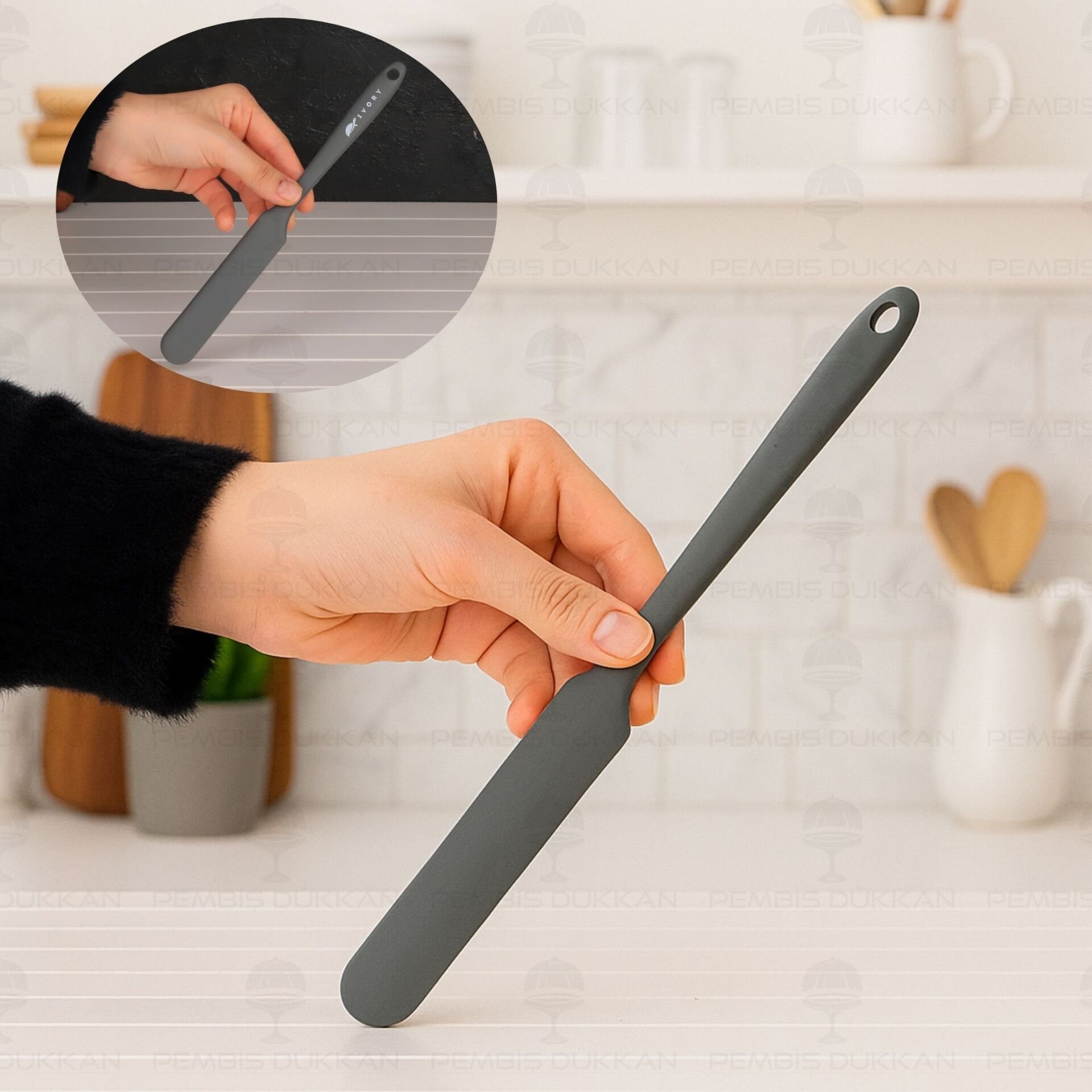 İVY SİLİKON KÜÇÜK KREMA SPATULASI GRİ (SL106)