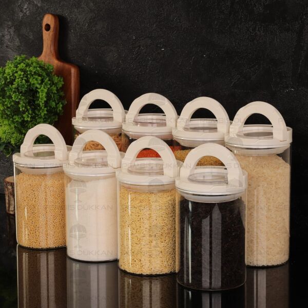 8Lİ BEYAZ TESORA, ERZAK KAVANOZ SETİ (1300ML-1650ML)