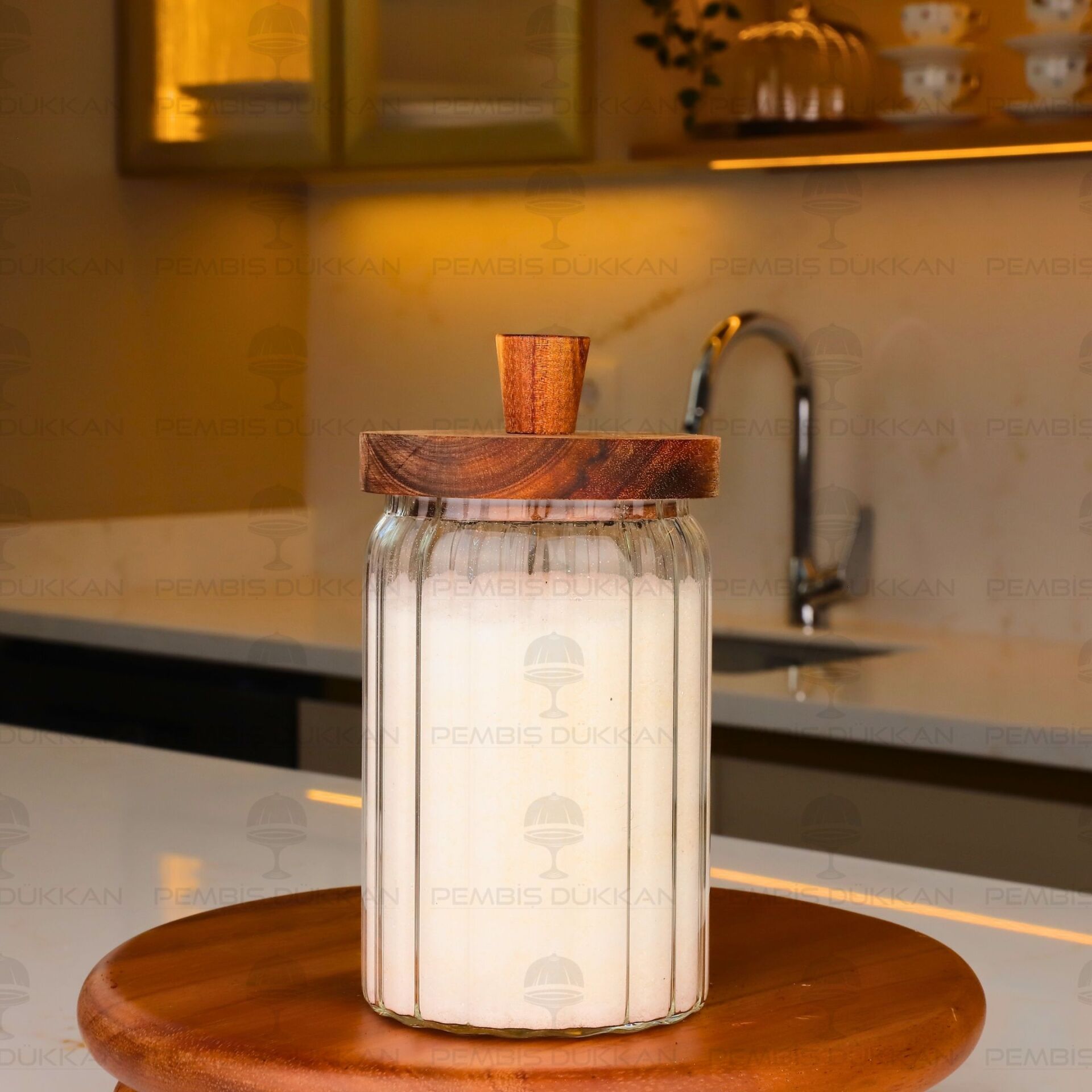 VALORE 700ML AKASYA KAPAKLI ÇİZGİLİ KAVANOZ (BOR 0121)