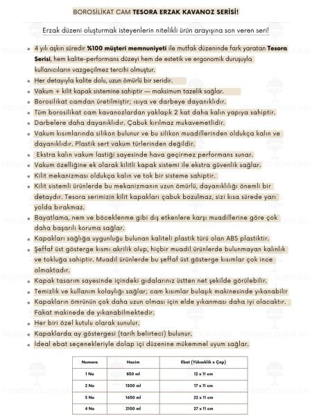 8Lİ BEYAZ TESORA, ERZAK KAVANOZ SETİ (1300ML-1650ML)