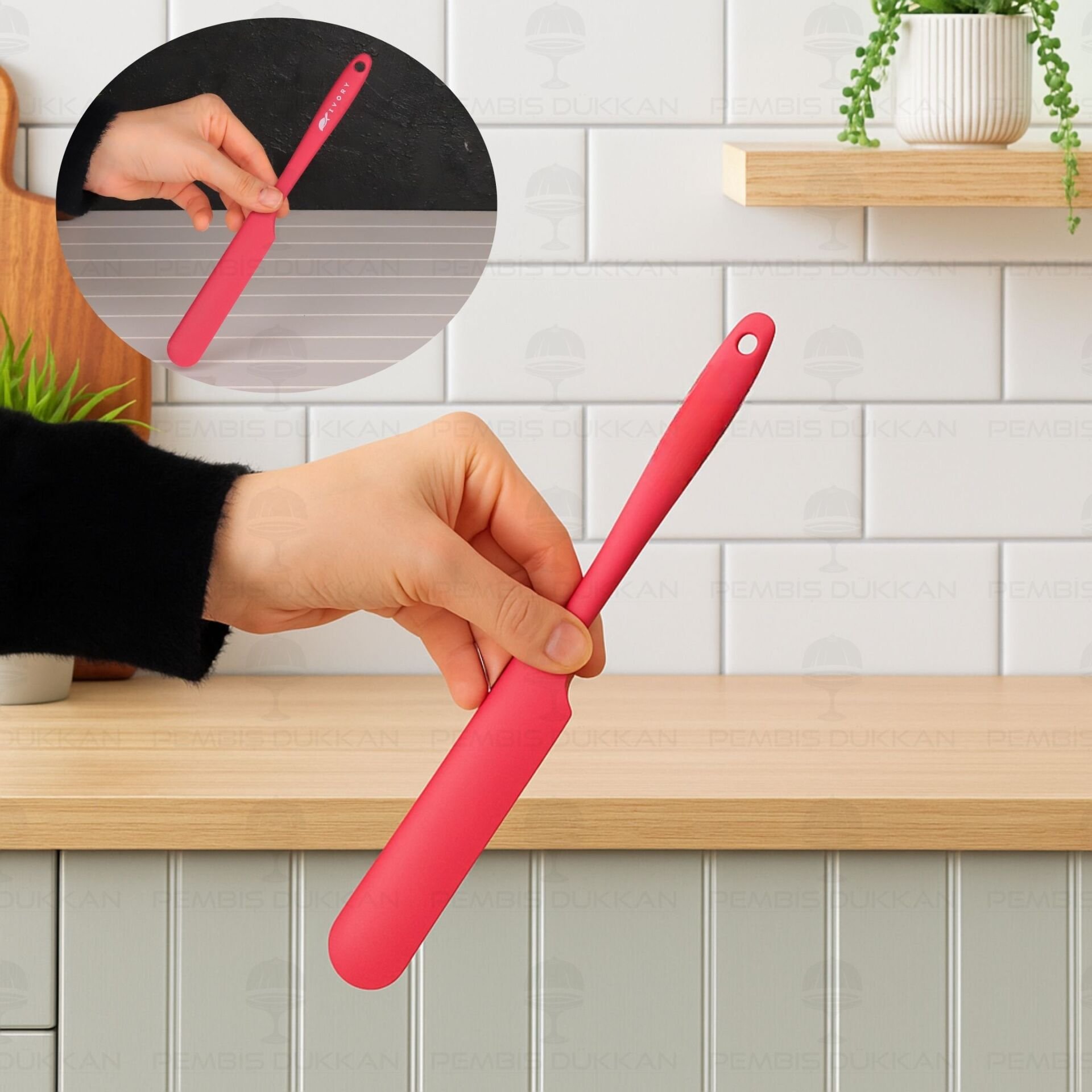 Fuşya Küçük Silikon Krema Spatulası İvy (Sl106)