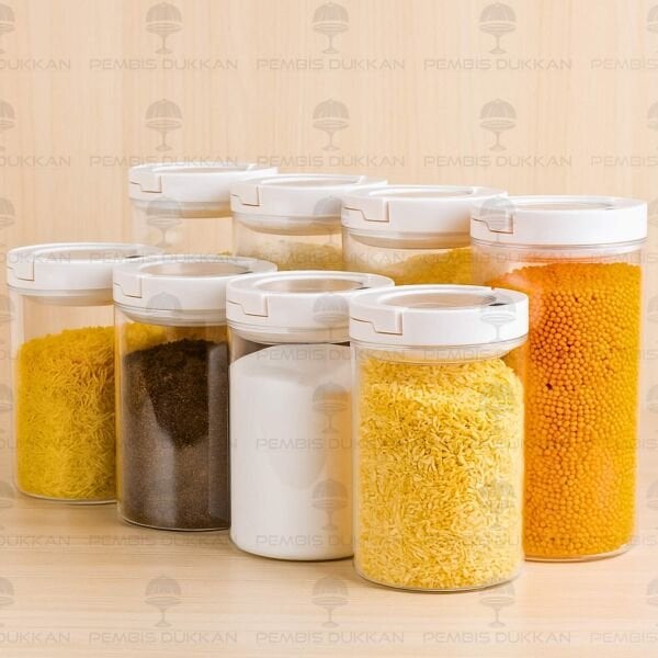 8Lİ BEYAZ TESORA, ERZAK KAVANOZ SETİ (1300ML-1650ML)