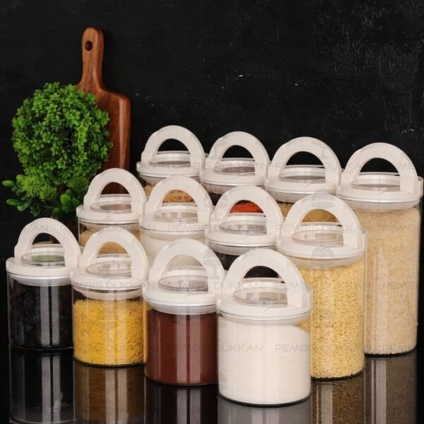 12Lİ BEYAZ TESORA, ERZAK KAVANOZ SETİ (850ML-1300ML-1650ML)