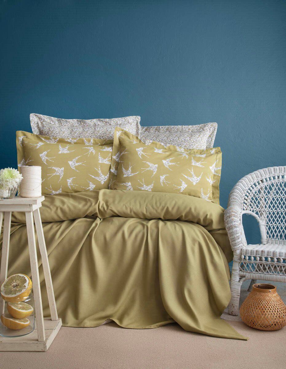 FREELY BAMBU ÇİFT KİŞİLİK PİKE TAKIMI - OLİVE