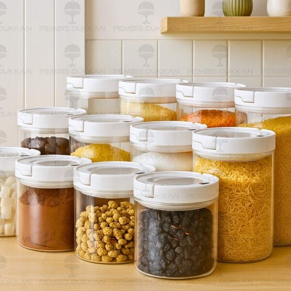 12Lİ BEYAZ TESORA, ERZAK KAVANOZ SETİ (850ML-1300ML-1650ML)