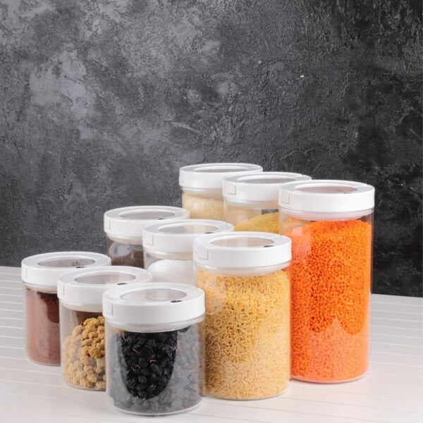 9'LU TESORA 850ML+1300ML+1650ML KAVANOZ SET BEYAZ KAPAK